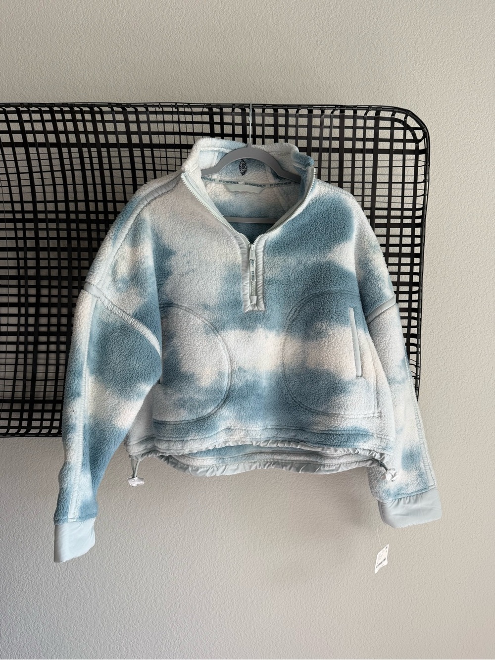Free people Mountain High Half-Zip Fleece watercolor blue grey